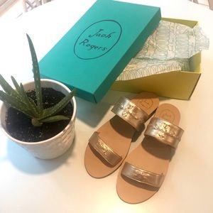 NEW Jack Rogers Lenora Sandals in Platinum- Size 9